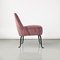 Italienischer Sessel aus rosa Samt & gebogenem Metall, 1950er 4