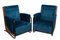 Mid-Century Modern Steel Tube and Velvet Club Chairs, Set of 2 1