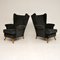 Mid-Century Black Velvet Armchairs, 1950s, Set of 2 3