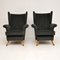 Mid-Century Black Velvet Armchairs, 1950s, Set of 2, Image 2