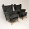 Mid-Century Black Velvet Armchairs, 1950s, Set of 2 5