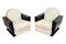 Art Deco Club Chairs in Black Lacquer and Beige Leather, 1930s, Set of 2, Image 2