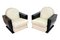 Art Deco Clubsessel aus Schwarzem Lack & Beige Leder, 1930er, 2er Set 2