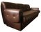 Mid-Century 3-Seater Sofa in Stitched Brown Leather, 1970s, Image 2
