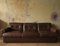 Mid-Century 3-Seater Sofa in Stitched Brown Leather, 1970s, Image 8