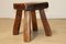 Vintage Brutalist Stool in Massive Ash, 1960s 4