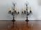 Large Antique Girandole Table Lamps with Crystals, France, Set of 2 6