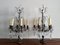 Large Antique Girandole Table Lamps with Crystals, France, Set of 2 1