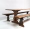 Large French Provincial Oak Farm Table with Two Matching Benches, 1900s, Set of 3 9