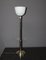 Large Art Deco Lamp in Nickel-Plated Brass and Opaline Glass, Image 9