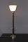 Grande Lampe Art Déco en Laiton Nickelé et Verre Opalin 3