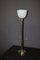 Large Art Deco Lamp in Nickel-Plated Brass and Opaline Glass 1