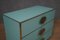 Mid-Century Square Sky Blue Color Glass and Brass Commode 3
