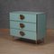 Mid-Century Square Sky Blue Color Glass and Brass Commode 7