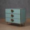 Mid-Century Square Sky Blue Color Glass and Brass Commode 10