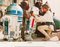 Carta della lobby di Star Wars vintage originale con Luke Skywalker, R2D2, R5D4 e Jawas, 1977, Immagine 1