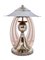 Art Deco FrenchRound Chromed Table Lamp with Rosaline Colored Glass Arches, 1930s, Image 1
