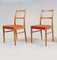 Vintage Teak Dining Chair with Red Fabric Seat, Sweden, 1960s, Image 1