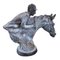 Escultura de barro vintage de un jinete a caballo, Imagen 4