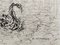 Helène Neveur, Cisnes en el lago, Dibujo original firmado a mano en tinta china, Mediados del siglo XX, Imagen 3