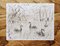 Helène Neveur, Cisnes en el lago, Dibujo original firmado a mano en tinta china, Mediados del siglo XX, Imagen 1
