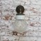 Vintage Industrial Clear Glass, Brass & White Porcelain Wall Lamp 8