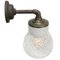 Industrielle Vintage Wandlampe aus Klarglas, Messing & weißem Porzellan 4