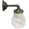 Vintage Industrial Clear Glass, Brass & White Porcelain Wall Lamp, Image 4