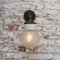 Vintage Industrial Clear Glass, Brass & White Porcelain Wall Lamp, Image 7