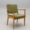 Vintage Green Leather & Walnut Armchair by Karl Erik Ekselius for Jo Carlsson, Sweden, 1960s 1
