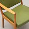 Vintage Green Leather & Walnut Armchair by Karl Erik Ekselius for Jo Carlsson, Sweden, 1960s 6