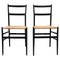 Black Chairs attributed to Gio Ponti for Cassina Superleggera, Italy, 1960s, Set of 2 1