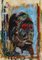 Yves Farbos, Afrikanische Maske, 1990er, Malerei auf Karton 1