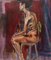 Evelyne Luez, mujer sentada, siglo XX, óleo sobre lienzo, Imagen 1