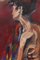 Evelyne Luez, mujer sentada, siglo XX, óleo sobre lienzo, Imagen 3