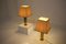Lámparas de mesa de latón y seda, años 70. Juego de 2, Imagen 4