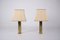 Brass & Silk Table Lamps, 1970s, Set of 2 1