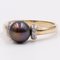 Vintage 9k Yellow Gold Ring with Tahitian Pearl and Diamonds, 1970s, Image 4