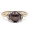 Vintage 9k Yellow Gold Ring with Tahitian Pearl and Diamonds, 1970s 1