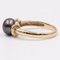 Vintage 9k Yellow Gold Ring with Tahitian Pearl and Diamonds, 1970s 5