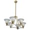 Art Deco Brass Mounted Murano Glass Chandelier attributed to Ercole Barovier, 1940, Image 1