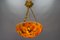 Antique French Amber Color Alabaster and Brass Pendant Light, 1920 6