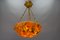 Antique French Amber Color Alabaster and Brass Pendant Light, 1920 4