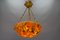 Antique French Amber Color Alabaster and Brass Pendant Light, 1920, Image 4