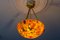 Antique French Amber Color Alabaster and Brass Pendant Light, 1920, Image 15