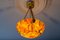 Antique French Amber Color Alabaster and Brass Pendant Light, 1920, Image 13