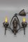 Lámpara de araña de estilo gótico renacentista de hierro forjado con caballero, años 50, Imagen 14