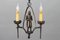Lámpara de araña de estilo gótico renacentista de hierro forjado con caballero, años 50, Imagen 6