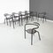Italian Modern Black Metal and Grey Fabric Chairs with Round Seats, 1980s, Set of 10 2