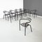 Italian Modern Black Metal and Grey Fabric Chairs with Round Seats, 1980s, Set of 10, Image 2